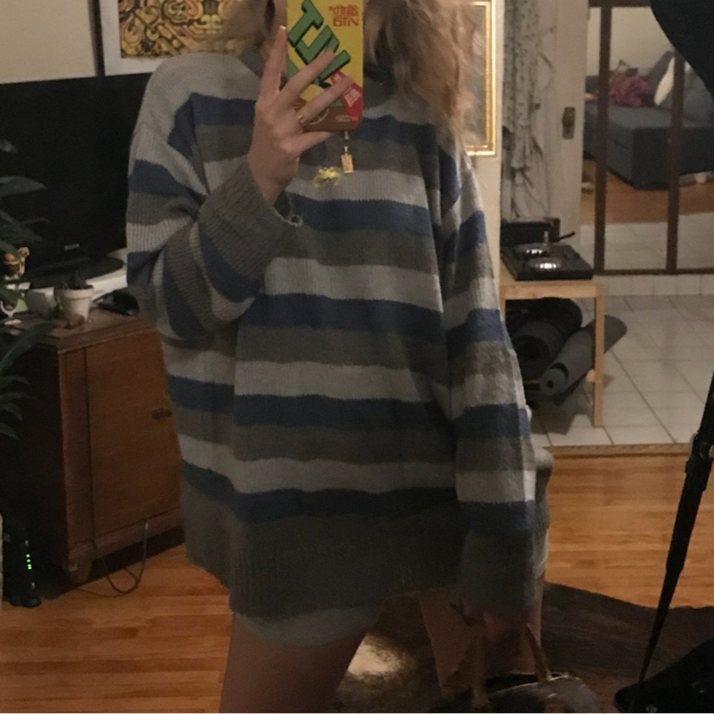 Blue gray oversized sweater
